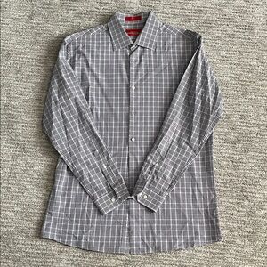 Saks Fifth Avenue Black and White Checkered Dress Shirt size 17 34/35